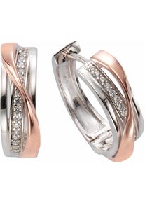 Firetti Damen Paar Creolen "Schmuck Geschenk Silber 925 zweifarbig geschwungenes Design", Silber 925 (Sterlingsilber), rosa, Silber 925