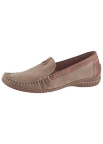 Gabor Damen Mokassin "FLORENZ", Gr. 41, beige, Kalbsleder, Nubukleder, casual, Schuhe, Slipper, Schlupfschuh, Bequmschuh mit Kontrastnaht, Weite G