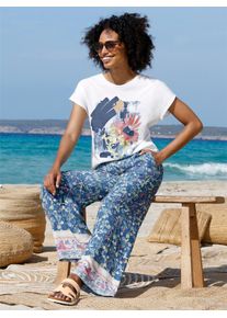 Heine Damen T-Shirt "Shirt", blau, Gr. 38, gemustert, mehrfarbig, geblümt, bedruckt, 100% Baumwolle, Shirts