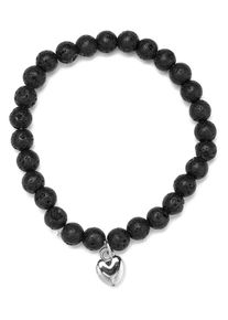 Firetti Damen Armband "Schmuck Geschenk Armschmuck Armkette Edelstein Lavastein", Edelstahl-Silikon, silber, Edelstahl, Silikon, Armbänder, Made in