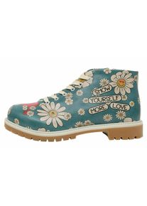 DOGO Damen Stiefel "Shortcut Boots Show Yourself More Love Damen Stiefel / Female", Gr. 40, blau, Lederimitat, Schuhe, Vegan