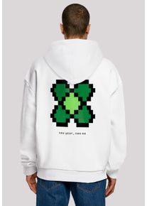 F4NT4STIC Herren Kapuzenpullover "Silvester Happy New Year Pixel", weiß, casual, Gr. L, Obermaterial: 100% Baumwolle, Pullover, Print