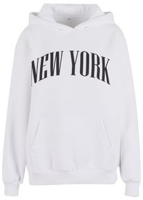 MISS TEE Damen Kapuzenpullover "Miss Tee New York Ladies Fluffy Hoody", weiß, casual, Gr. M, mehrfarbig, 70% Baumwolle, 30% Polyester, Pullover