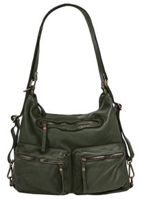 Samantha Look Damen Shopper, grün, Leder, vintage, Taschen, echt Leder, Made in Italy