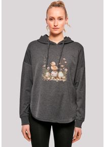 F4NT4STIC Damen Kapuzenpullover "Ostern Küken Ei Blumen", grau, casual, Gr. XL, Obermaterial: 100% Baumwolle, Pullover, Premium Qualität