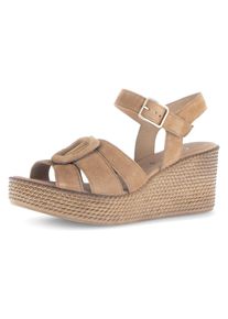 Gabor Damen Keilsandalette, Gr. 36, braun, Ziegenveloursleder, unifarben, modisch, Schuhe, Plateau, Sommerschuh, Riemchensandale mit Best Fitting