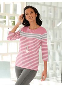 Casual Looks Damen 3/4-Arm-Shirt "Shirt", rosa, Gr. 36, gemustert, mehrfarbig, 54% Baumwolle, 46% Modal, Shirts