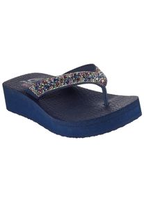 Skechers Damen Zehentrenner "VINYASA-WILD DAISIES", Gr. 41, blau, Synthetik, Glitzer, elegant, Schuhe, mit Yoga Foam