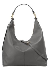 Samantha Look Damen Shopper, grau, Leder, unifarben, leicht glänzend, Taschen, Made in Italy, Große Handtasche mit Smartphonefach