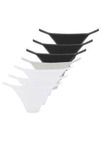 Vivance Damen String, Gr. 32, schwarz-weiß, Single Jersey, Obermaterial: 95% Baumwolle, 5% Elasthan. Spitze: 80% Polyamid, 20% Elasthan, unifarben,