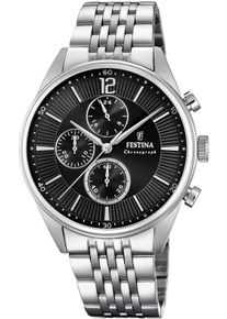 Festina Herren Chronograph "Timeless Chronograph", silber, Armbanduhren, Armbanduhr, Quarzuhr, Herrenuhr, Stoppfunktion, Edelstahlarmband