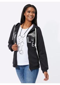 Inspirationen Damen Shirtjacke "Sweatjacke", schwarz, Gr. 42, bedruckt, gemustert, mehrfarbig, 50% Baumwolle, 50% Polyester, Shirts