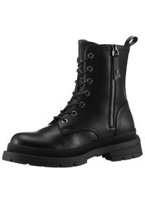 ANISTON SHOES Damen Schnürboots, Gr. 38, schwarz, Lederimitat, modisch, Schuhe, Schnürstiefelette, Workerboots, Profilsohle - NEUE KOLLEKTION