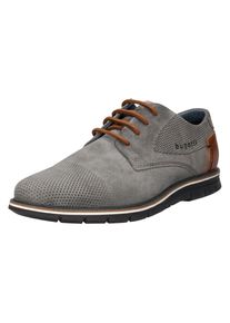 Bugatti Herren Schnürschuh, Gr. 45, grau, Veloursleder, used, casual, Schuhe, Freizeitschuh, Halbschuh, Sneaker mit Ziernähten