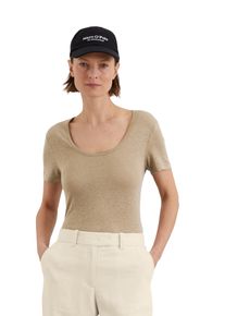 Marc O'Polo MARC O'POLO Damen T-Shirt "aus Leinen-Lyocell-Mix", beige, Basic, Gr. XXL, unifarben, Obermaterial: 55% Leinen, 45% Lyocell, Shirts