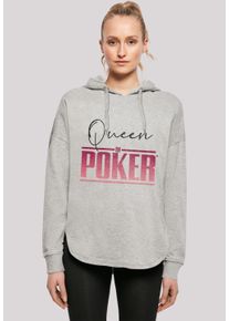 F4NT4STIC Damen Kapuzenpullover "Queen of Poker", grau, casual, Gr. L, Obermaterial: 100% Baumwolle, Pullover, Print
