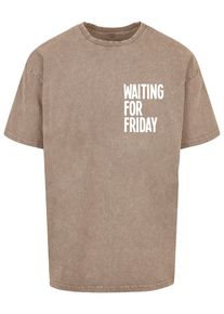 MisterTee Herren T-Shirt "MisterTee Waiting For Friday Acid Washed Heavy Oversize Tee", grün, casual, Gr. M, bedruckt, 100% Baumwolle, Shirts