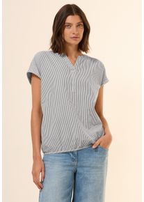 Cecil Damen Kurzarmblusebalmy khaki, casual, Gr. M, gestreift, Web, 65% Baumwolle, 35% Modal, Blusen, mit Elastiksaum
