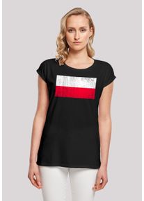 F4NT4STIC Damen T-Shirt "Poland Polen Flagge distressed", schwarz, casual, Gr. XXL, Obermaterial: 100% Baumwolle, Shirts, Print