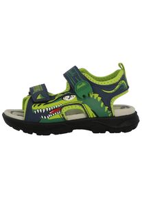Lurchi Kinder Sandale "Krypto, Blinkschuh", Gr. 30, blau, Lederimitat, Textil, casual, Schuhe, Trekkingsandale mit Krokodil-Motiv, Größenschablone