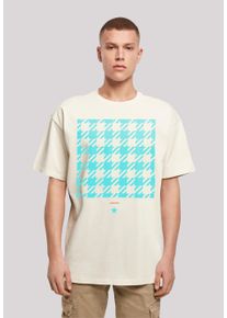 F4NT4STIC Herren T-Shirt "Hahnentritt Karo blau", beige, casual, Gr. S, Obermaterial: 100% Baumwolle, Shirts, Print