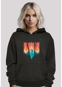 F4NT4STIC Damen Kapuzenpullover "Berg Sonnenuntergang Geometrisch", schwarz, casual, Gr. S, Obermaterial: 65% Baumwolle, 35% Polyester, Pullover,