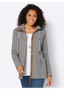 Casual Looks Damen Shirtjacke "Sweatjacke", grau, Gr. 36, meliert, 88% Baumwolle, 12% Polyester, Shirts
