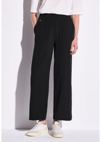 Street One Damen Stoffhose, schwarz, casual, Gr. 36, unifarben, Web, 100% Baumwolle, Hosen, High Waist