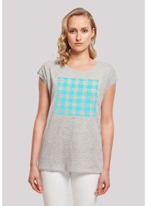 F4NT4STIC Damen T-Shirt "Hahnentritt Karo blau", grau, casual, Gr. XS, Obermaterial: 100% Baumwolle, Shirts, Print