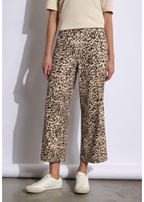 Damen Culotte, braun, casual, Gr. 32, STREET ONE STUDIO, bedruckt, Stoff, 70% Viskose, 25% Polyester, 5% Elasthan, Hosen, High Waist