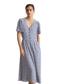 Marc O'Polo Damen Midikleid, blau, modisch, Gr. XS, MARC O'POLO DENIM, Cru00eape, Obermaterial: 100% Viskose, Kleider, lässigen Allover-Print