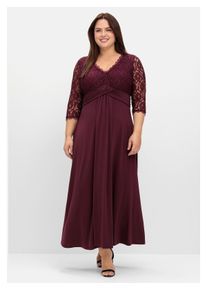 sheego Damen Abendkleid "Große Größen", rot, elegant, Gr. 46, unifarben, Obermaterial: 95% Polyester, 5% Elasthan;Spitze: 100% Polyamid, Kleider, mit