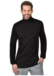 TRIGEMA Herren Rollkragenshirt "TRIGEMA Langarm Ski- und Sport-Rollkragenpullover", schwarz, Basic, Gr. M, 100% Baumwolle (Bio-Baumwolle kbA), Shirts
