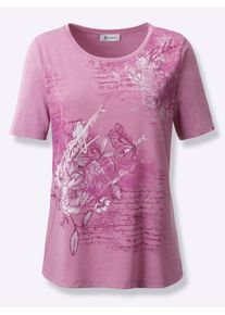 Inspirationen Damen Kurzarmshirt "Shirt", rosa, Gr. 42, geblümt, gemustert, mehrfarbig, 65% Polyester, 35% Viskose, Shirts