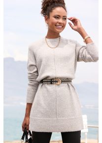 Lascana Damen Longpullover, grau, casual, Gr. 36, meliert, Strick, Obermaterial: 53% Polyester, 37% Polyacryl, 10% Polyamid, Pullover, in lässiger