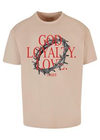Herren T-Shirt "Upscale by Mister Tee Unisex God Loyalty Love Oversize Tee", beige, casual, Gr. XL, UPSCALE BY MISTER TEE, unifarben, 100% Baumwolle,