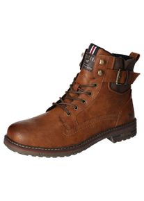 Mustang Shoes Herren Schnürboots, Gr. 45, braun, Lederimitat, klassisch, Schuhe, Worker Boots, Herbstschuh, Stiefel mit Anziehlasche