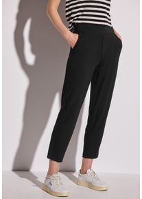 Street One Damen 7/8-Hose, schwarz, casual, Gr. 38, unifarben, Stoff, 95% Viskose, 5% Elasthan, Hosen, mit Elastikbund