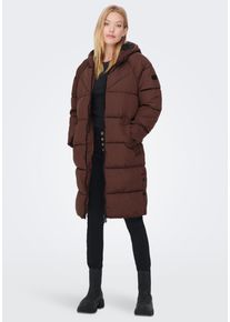 Only Damen Steppmantel "ONLAMANDA LONG PUFFER COAT", braun, casual, Gr. XS, unifarben, Web, Obermaterial: 100% Polyester. Futter: 100% Polyester.