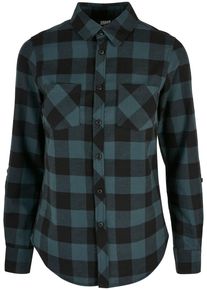 Urban Classics Damen Langarmhemd "Urban Classics Damen Ladies Turnup Checked Flanell Shirt", grün, Gr. XS, 100% Baumwolle, Hemden