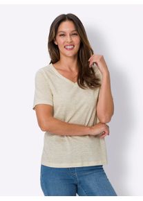 Classic Basics Damen Kurzarmshirt "Kurzarm-Shirt", beige, Gr. 52, meliert, 50% Baumwolle, 50% Viskose, Shirts