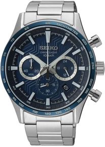 Seiko Herren Chronograph, silber, Armbanduhren, Armbanduhr, Quarzuhr, Herrenuhr, Stoppfunktion, Datum
