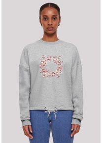 F4NT4STIC Damen Sweatshirt "Rosa Frühlings Blumenkranz Dekor", grau, casual, Gr. L, Obermaterial: 65% Baumwolle, 35% Polyester, Sweatshirts, Premium