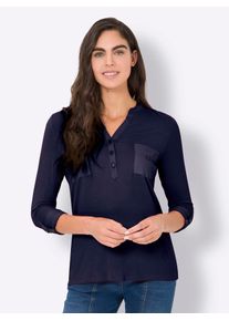 Heine Damen Langarmshirt "Shirtbluse", blau, Gr. 42, unifarben, 95% Viskose, 5% Elasthan, Shirts