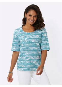 Casual Looks Damen Kurzarmshirt "Shirt", blau, Gr. 40, gemustert, mehrfarbig, bedruckt, 100% Baumwolle, Shirts