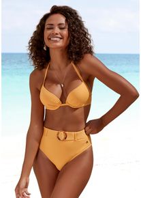 s.Oliver Damen Highwaist-Bikini-Hose "Rome", gelb, Gr. 34, unifarben, Microfaser, Polyamid, Badehosen, mit abnehmbarem Gürtel