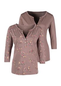 Lascana Damen 3/4-Arm-Shirt, grau, casual, Gr. 36, geblümt, unifarben, Obermaterial: 76% Viskose (LENZING ECOVERO), 24% Polyester, Shirts, in
