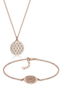 Elli Damen Schmuckset "Set Kette Ohrstecker Blume des Lebens 925 Sterling Silber", OneSize, ohne Stein, rosa, Silber 925 (Sterlingsilber),