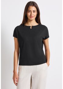 Street One Damen T-Shirt, schwarz, casual, Gr. 38, unifarben, Jersey, 95% Viskose, 5% Elasthan, Shirts, mit Materialmix
