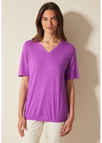 Cecil Damen Tunikashirt, lila, casual, Gr. S, unifarben, Web, Stoff, 50% Baumwolle, 50% Modal, Shirts, mit V-Ausschnitt